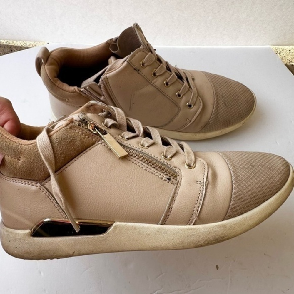 ALDO light pink gold zipper sneakers